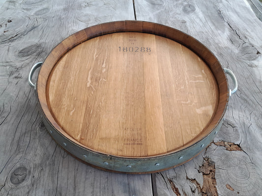 Recycled Wine Barrel Round Platter with Handles
