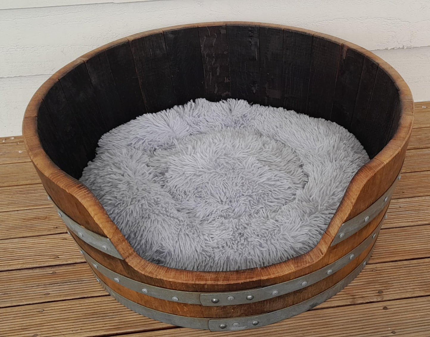 Recycled Wine Barrel Pet Bed with Cushion